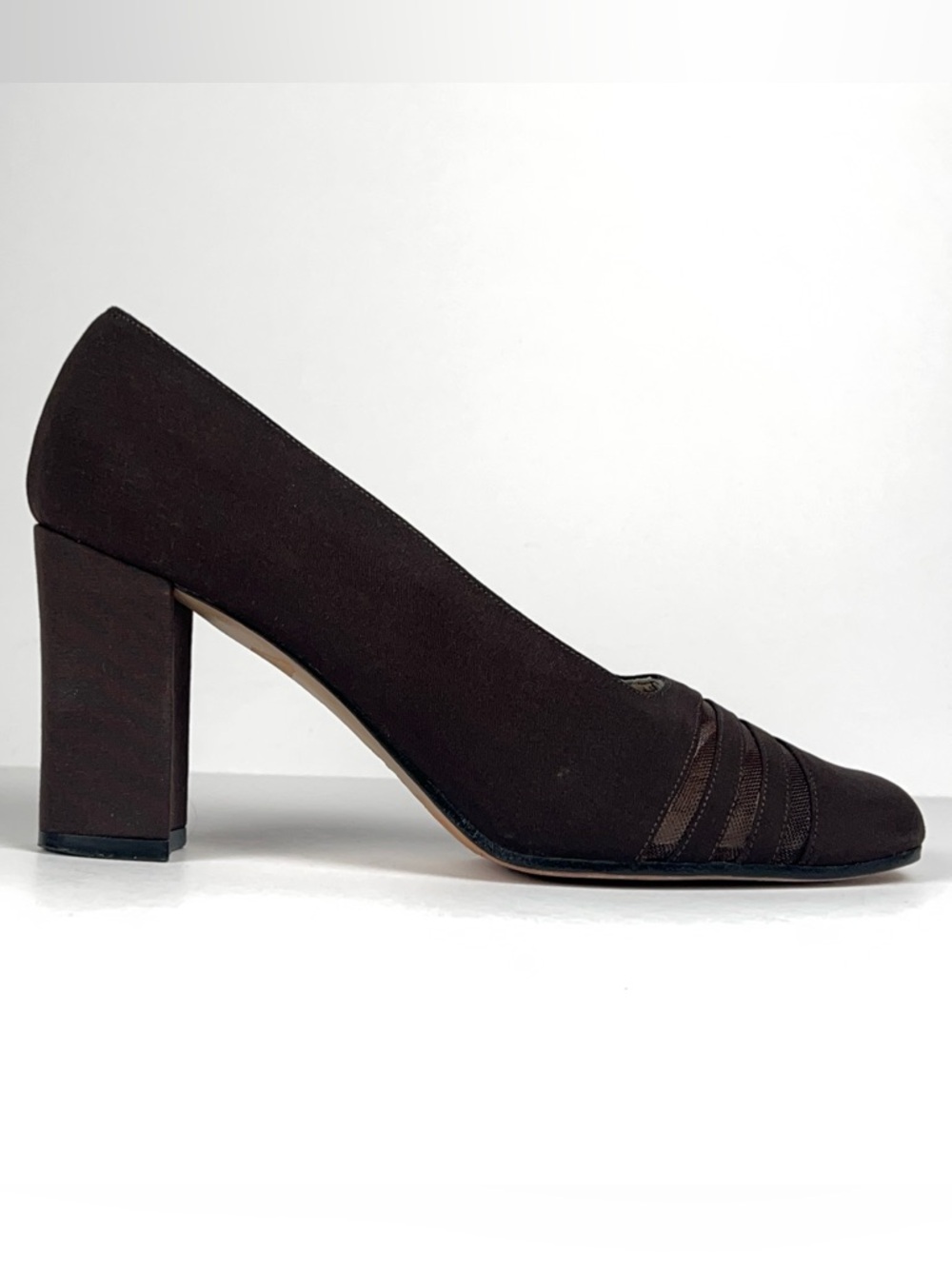 Vintage VAN ELi East Brown Pumps 6M Square Toe Vero Cuoio Italian Leather Soles